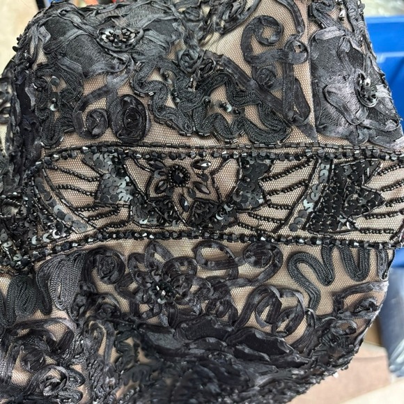 SUE WONG Y2K Cocktail Dress Size 0 Black Embroidered Beaded Prom Glamorous Party - Picture 6 of 8